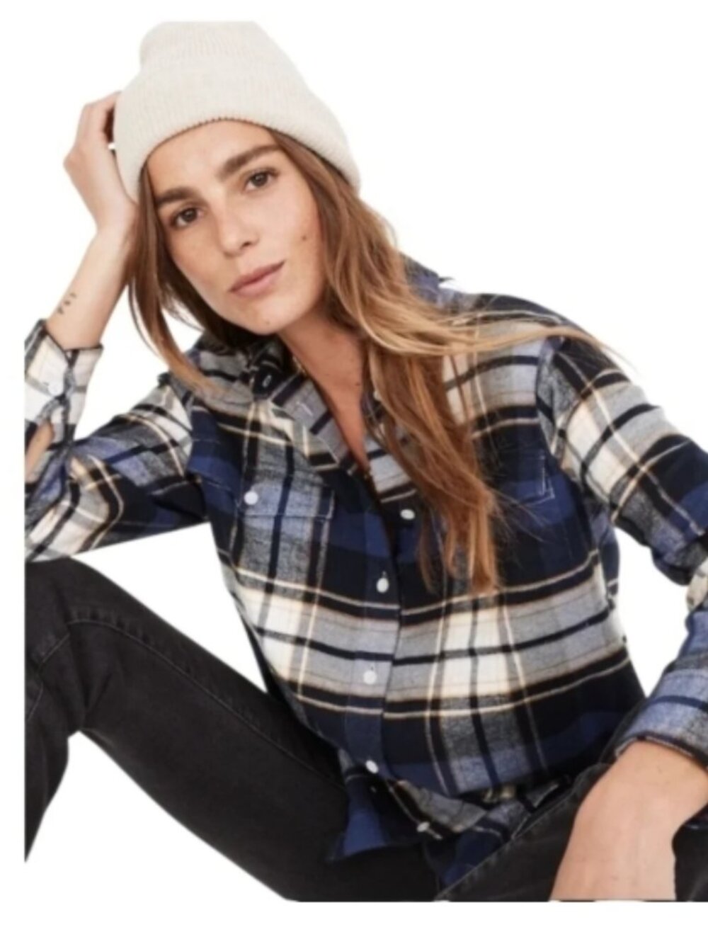 Like New! MADEWELL Flannel Flap-Pocket Oversized Ex-Boyfriend Shirt Coltrane XS